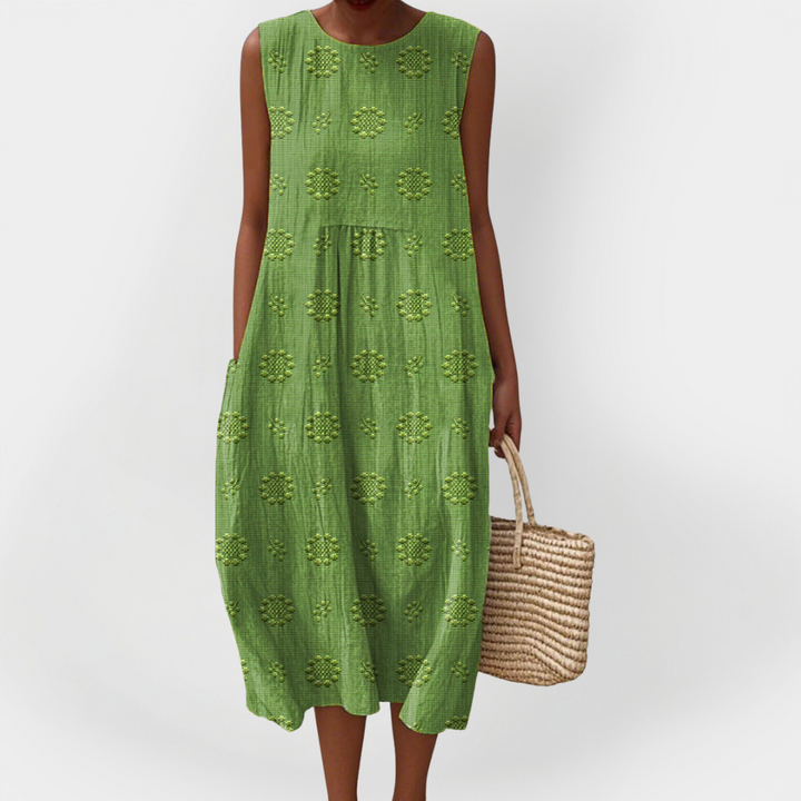 Elegantní bezrukávové šaty z bavlny s kapsami