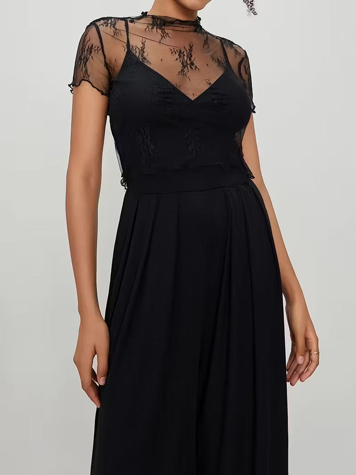 MARYAM | Jednobarevná krajková halenka & kombinéza s kapsami