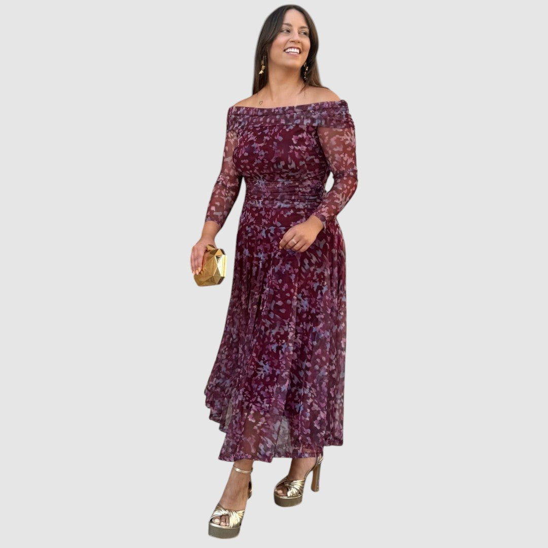 Dana - Tylové šaty s potiskem