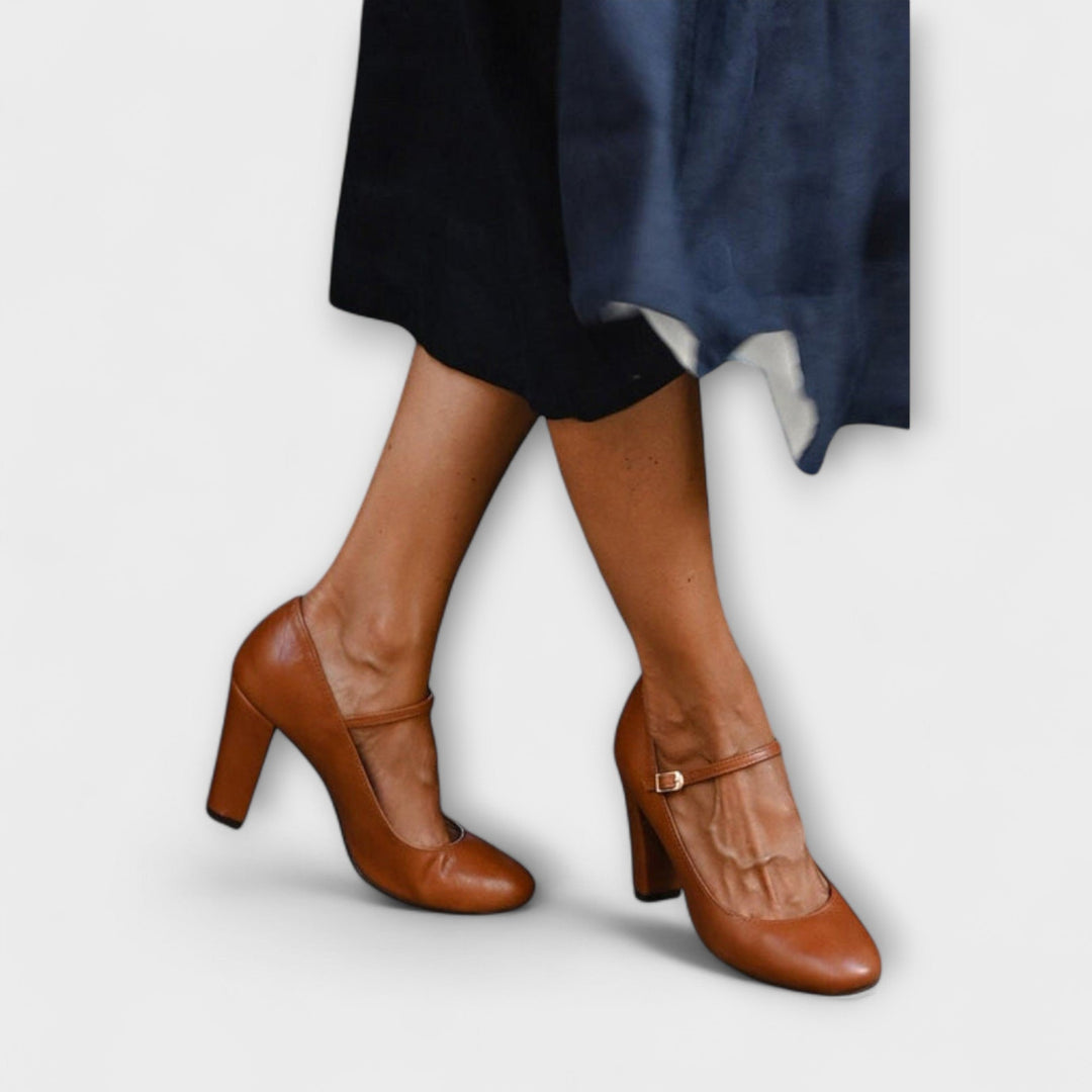 Stella - Dámské lodičky na podpatku s páskem přes nárt