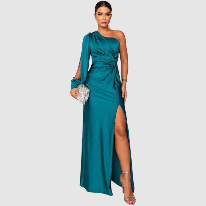 Meda - Elegantní maxi šaty na jedno rameno