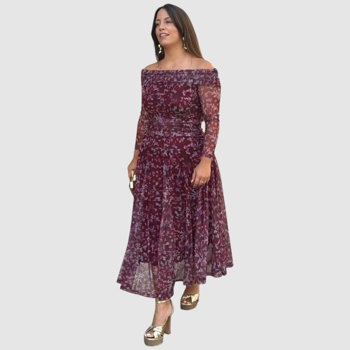 Dana - Tylové šaty s potiskem