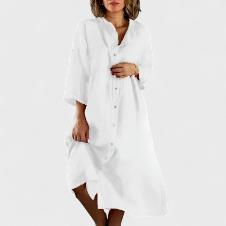 Isa - Bavlněno-lenová Košilová Šaty