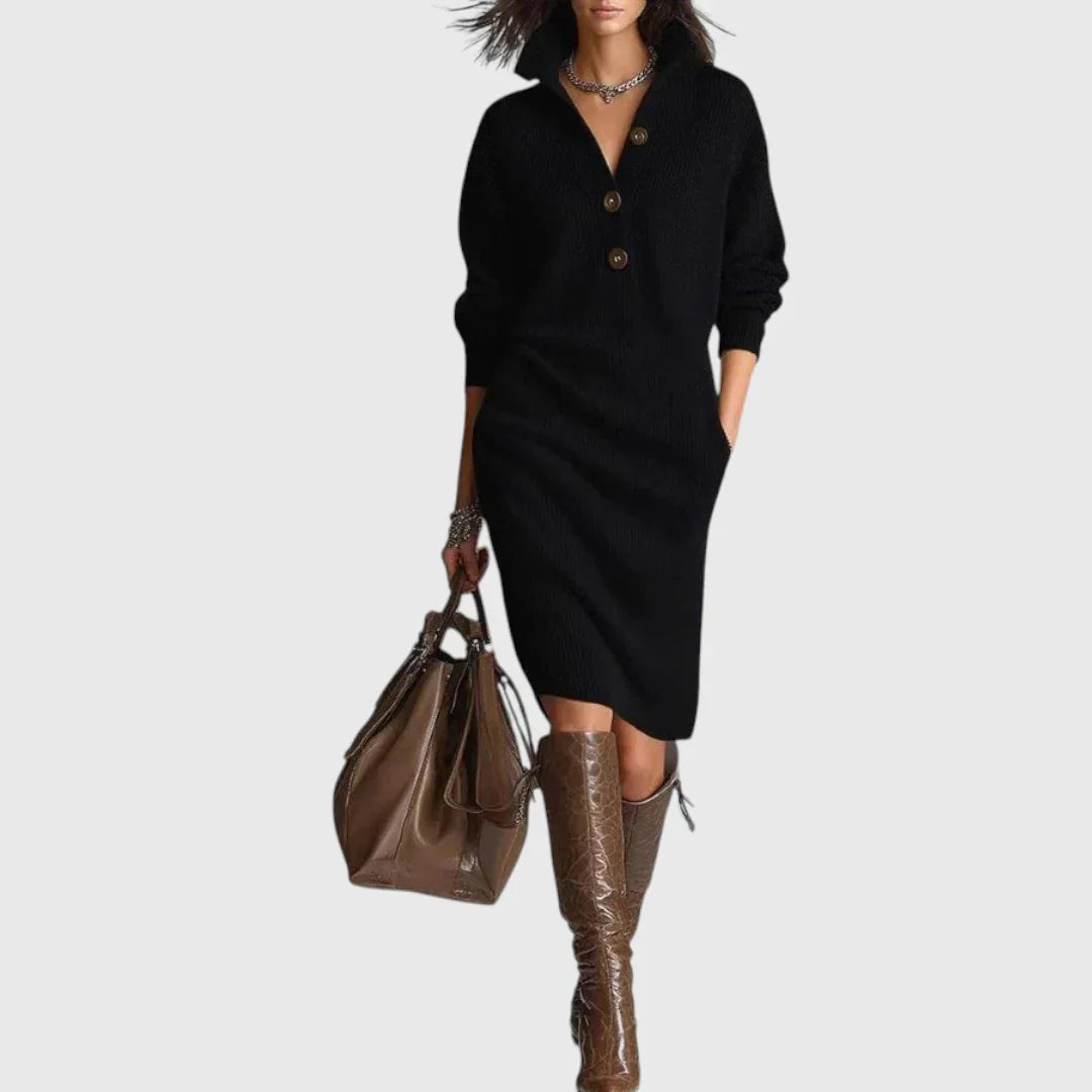 Snow | Elegantní zimní šaty s knoflíky