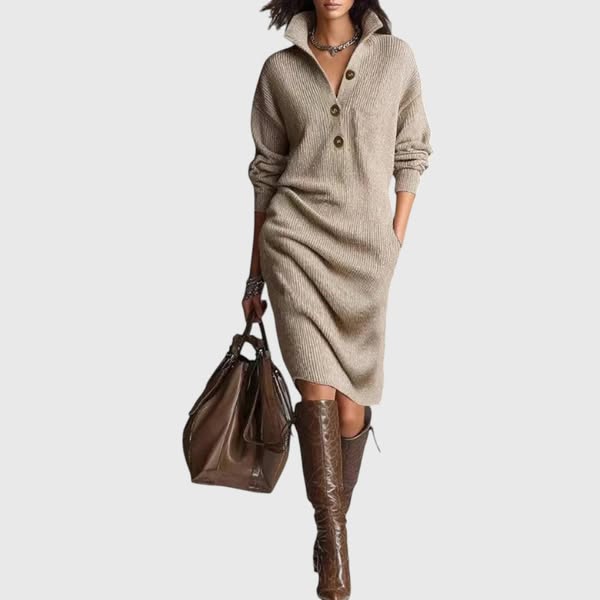 Snow | Elegantní zimní šaty s knoflíky