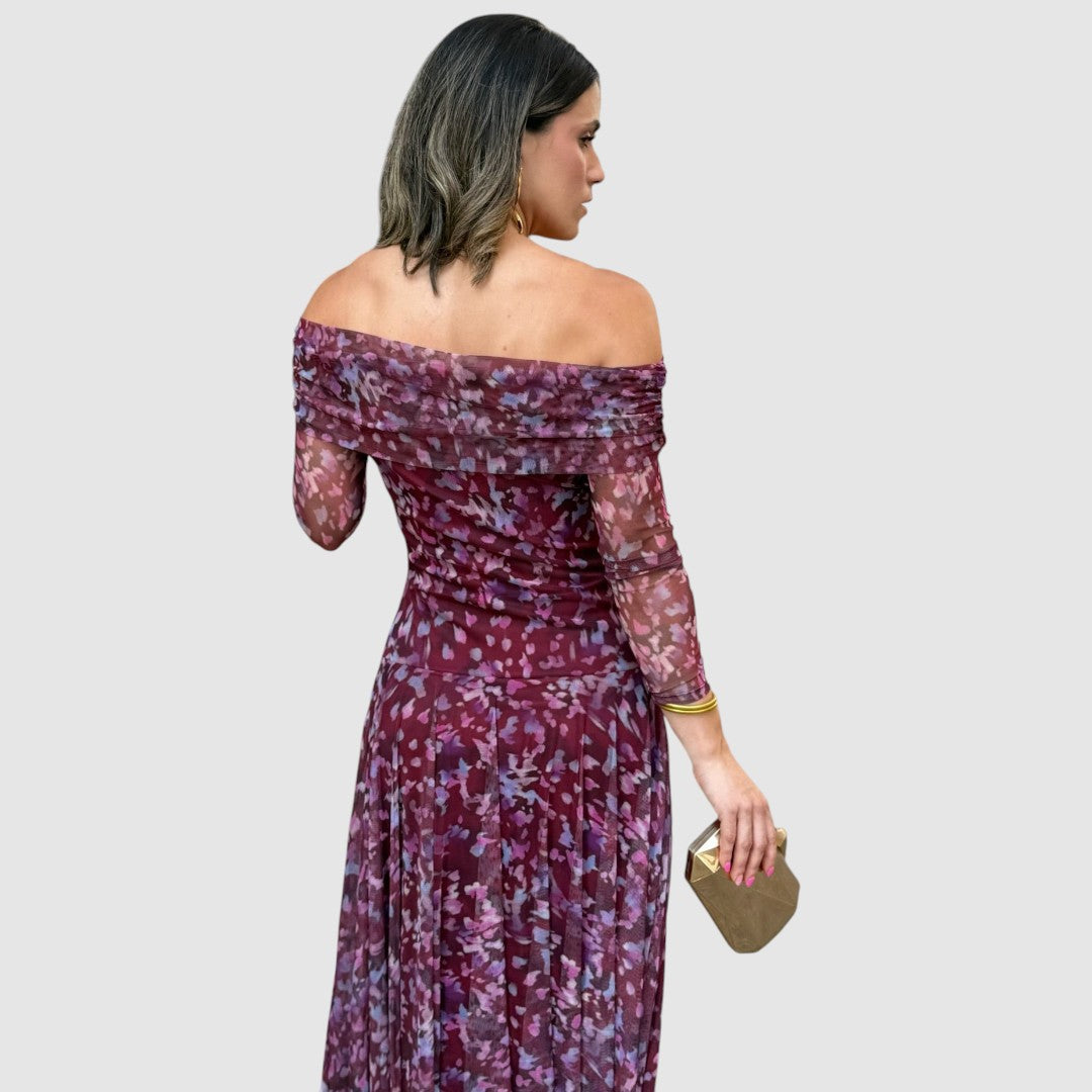 Dana - Tylové šaty s potiskem