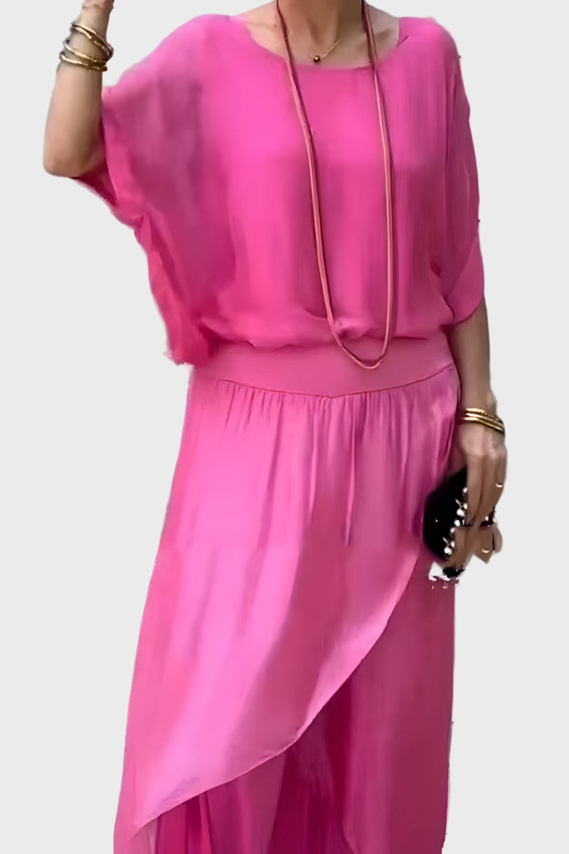 Stella - Top široký a kalhoty se roztržením – Sada dvou kusů ze šifonu