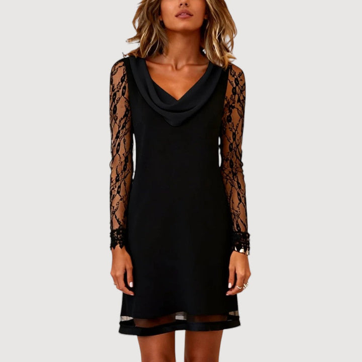 MONIKA – Elegantní krajkové šaty s drapovaným výstřihem