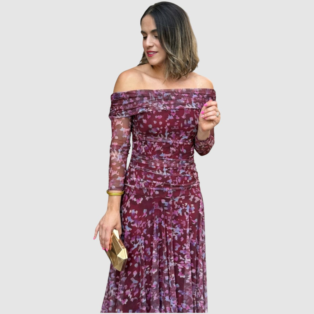 Dana - Tylové šaty s potiskem