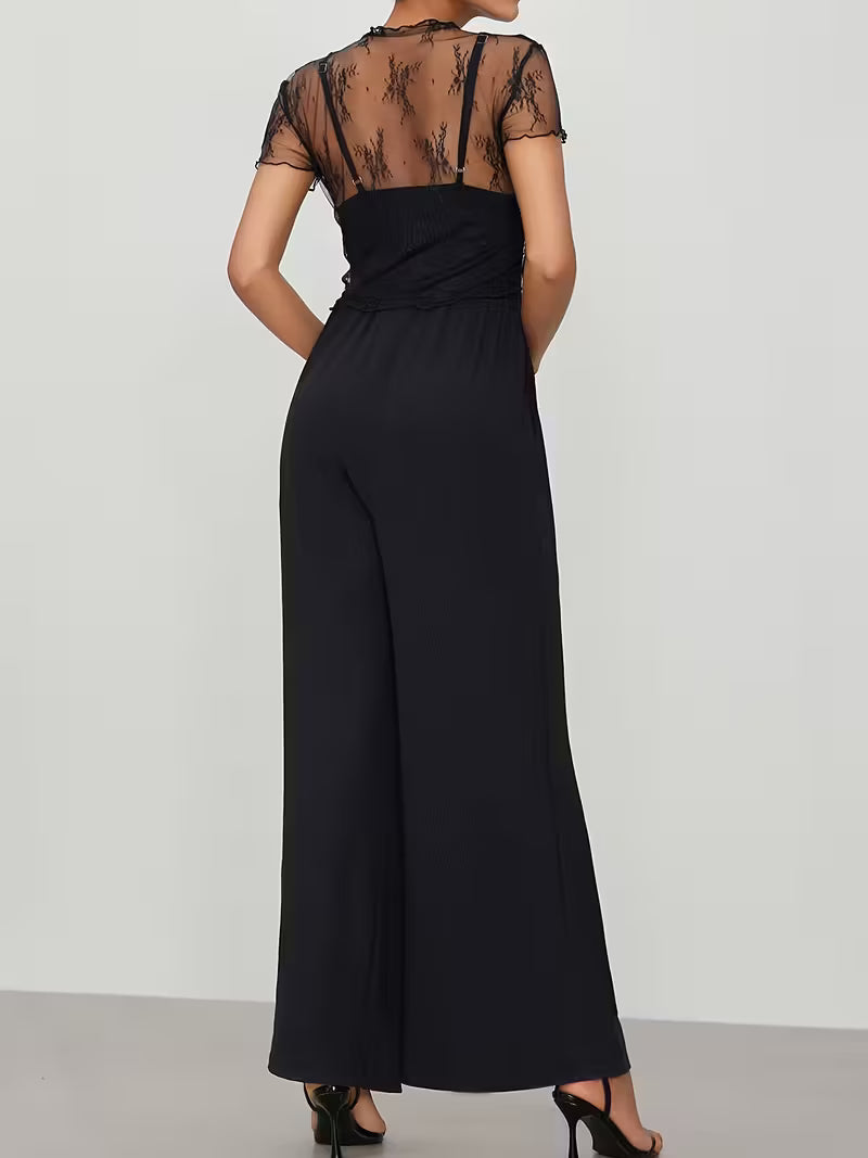 MARYAM | Jednobarevná krajková halenka & kombinéza s kapsami