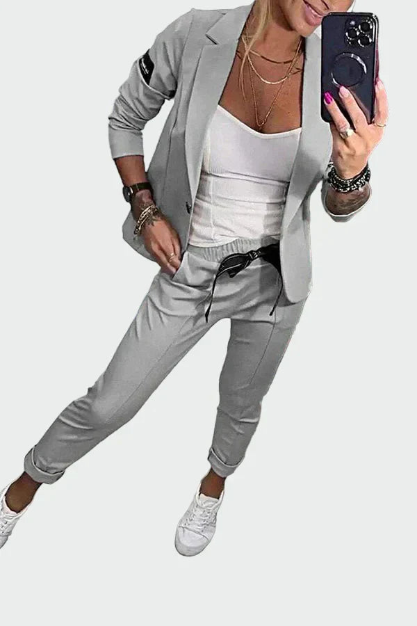 Ella - Dámský ležérní kalhotový komplet se sakem