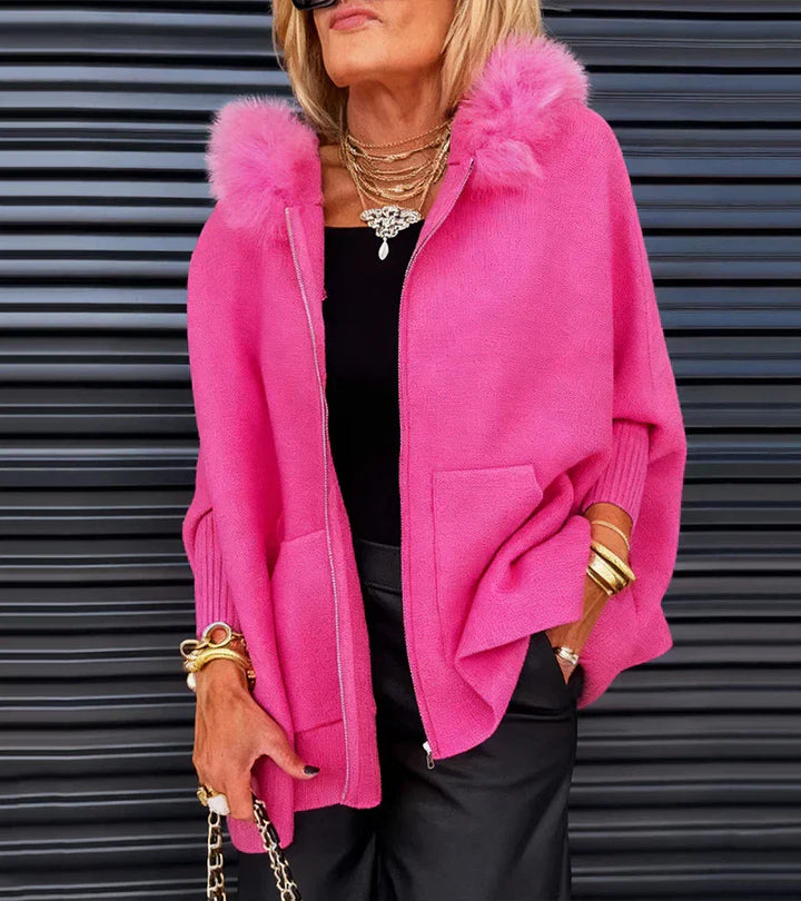 ARABELLE | Ležérní kabát s kapucí a kožíškovým límcem