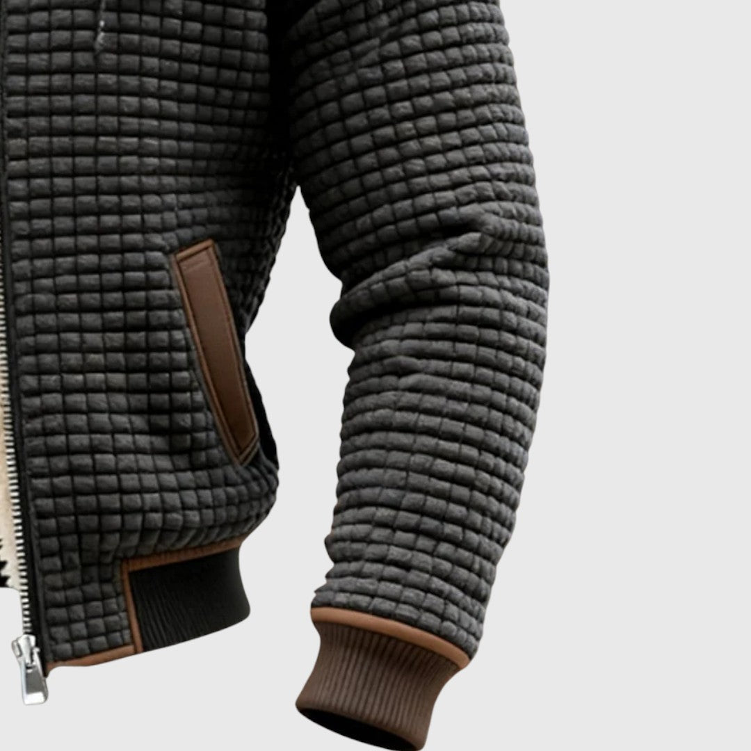 Boris | Retro bunda s čtvercovým vzorem na pravé straně