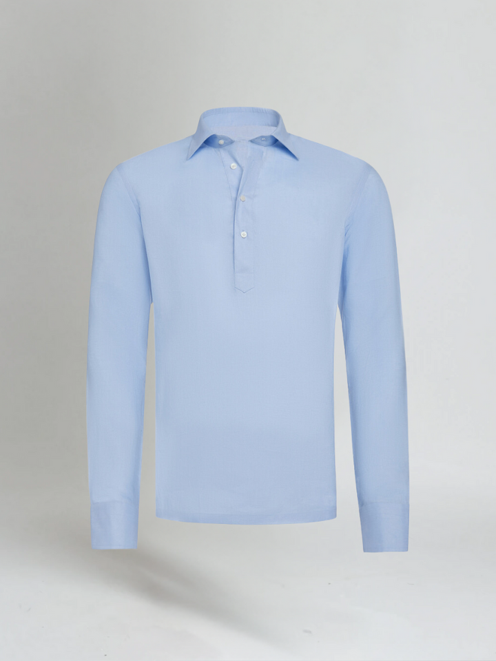 Lněná Pop-over Košile - Světle Modrá