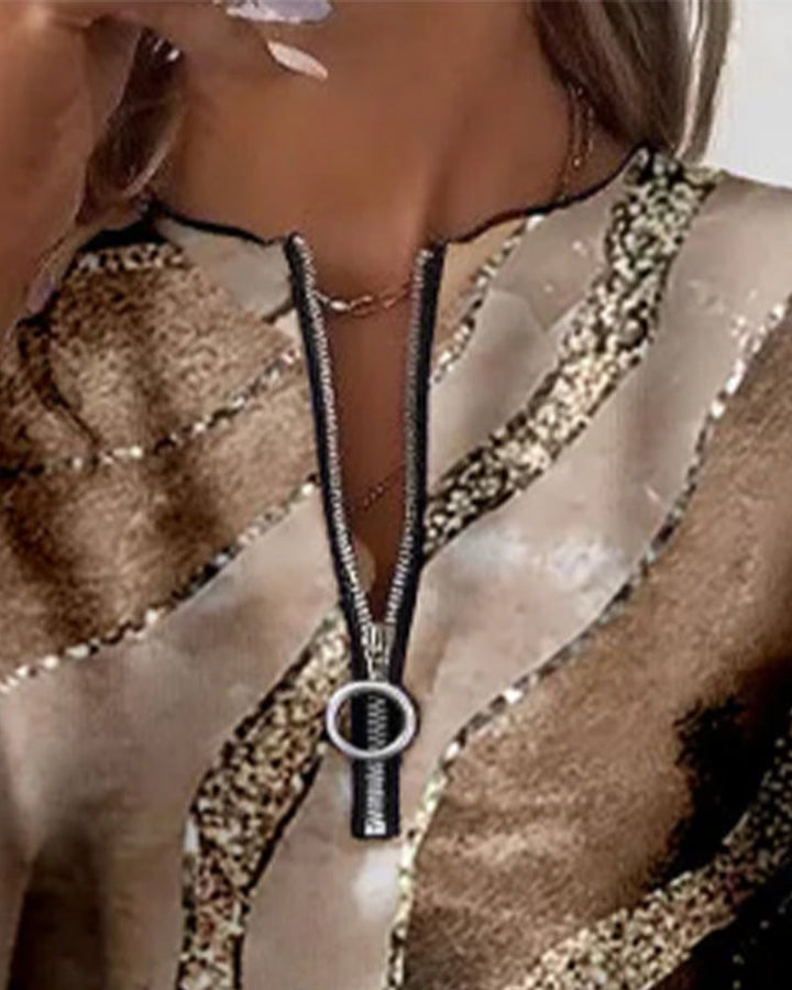 Victorina | Mikina na půl zip s vintage potiskem