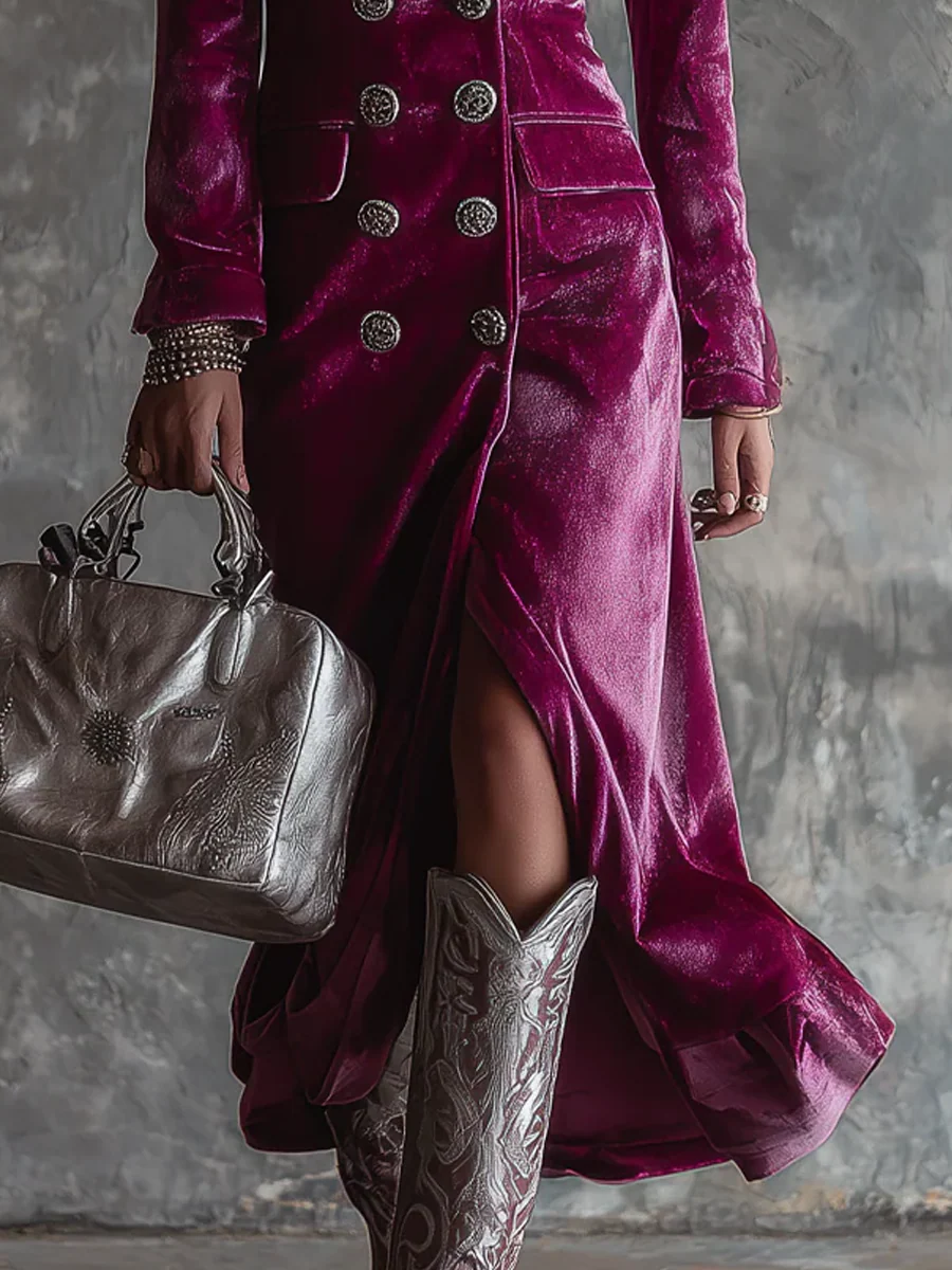 Vera | Sametové sako-šaty v maxi délce