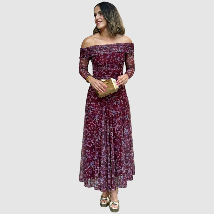 Dana - Tylové šaty s potiskem