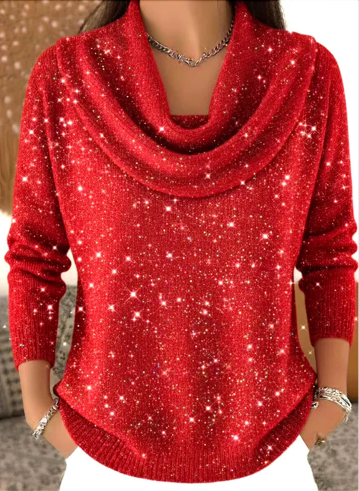 Lana – Třpytivý dámský svetr s elegantním límcem