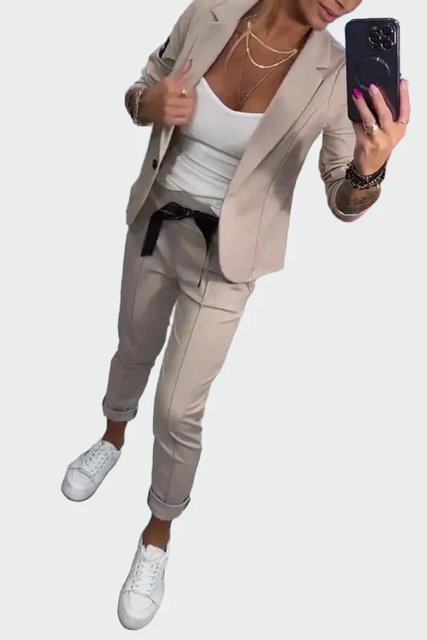 Ella - Dámský ležérní kalhotový komplet se sakem