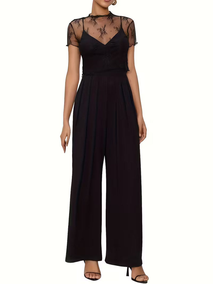 MARYAM | Jednobarevná krajková halenka & kombinéza s kapsami